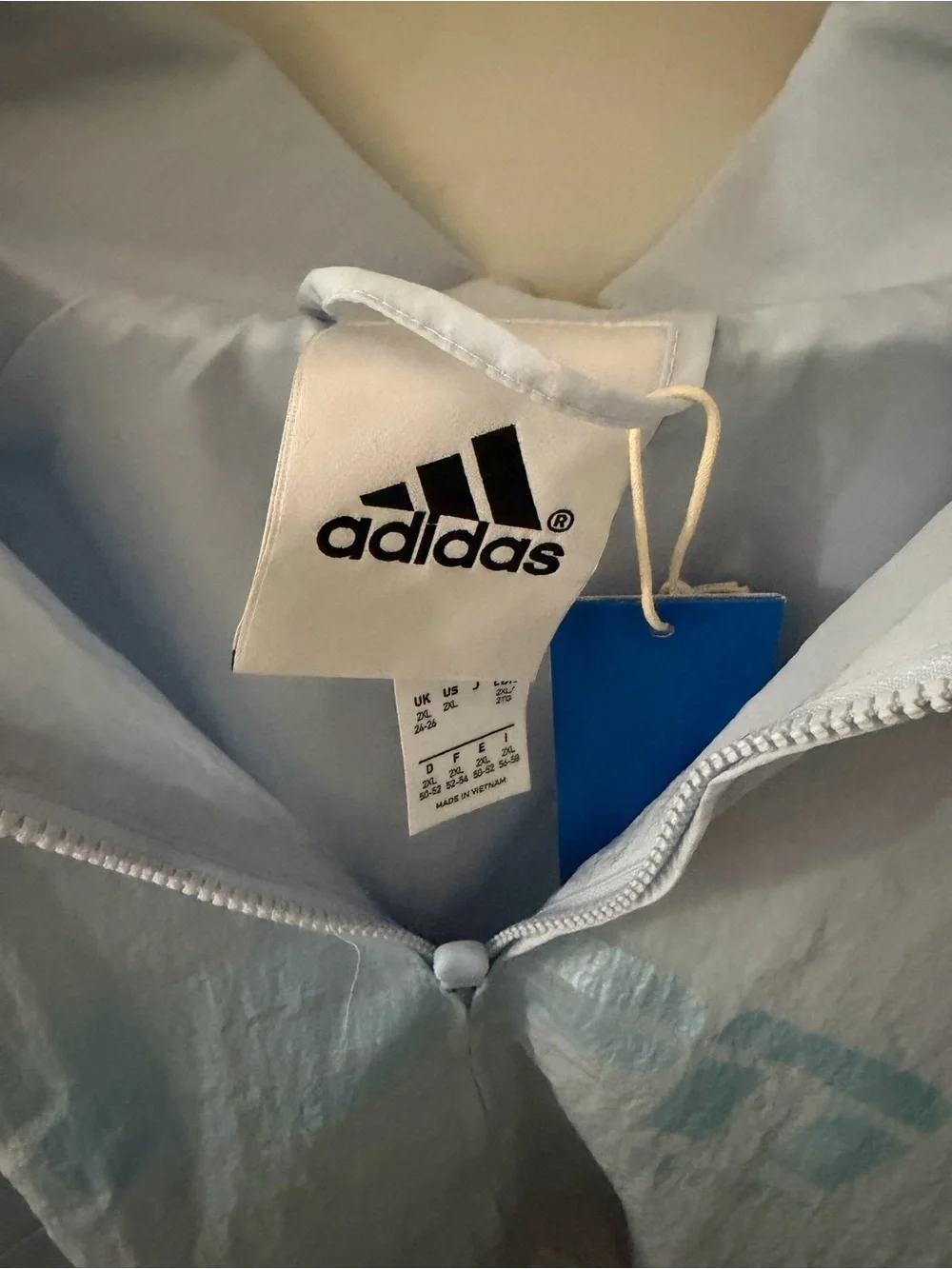 adidas Light Blue Hooded Windbreaker Jacket